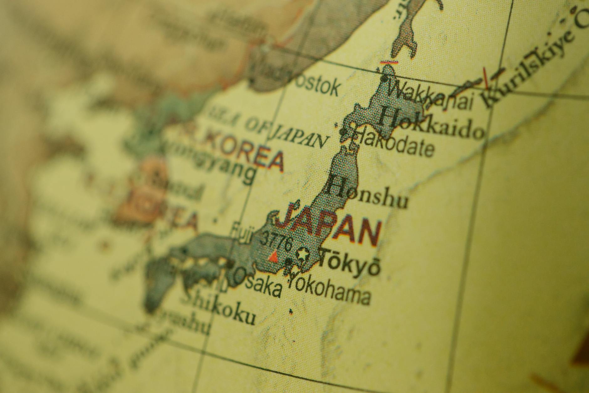 japan on paper map