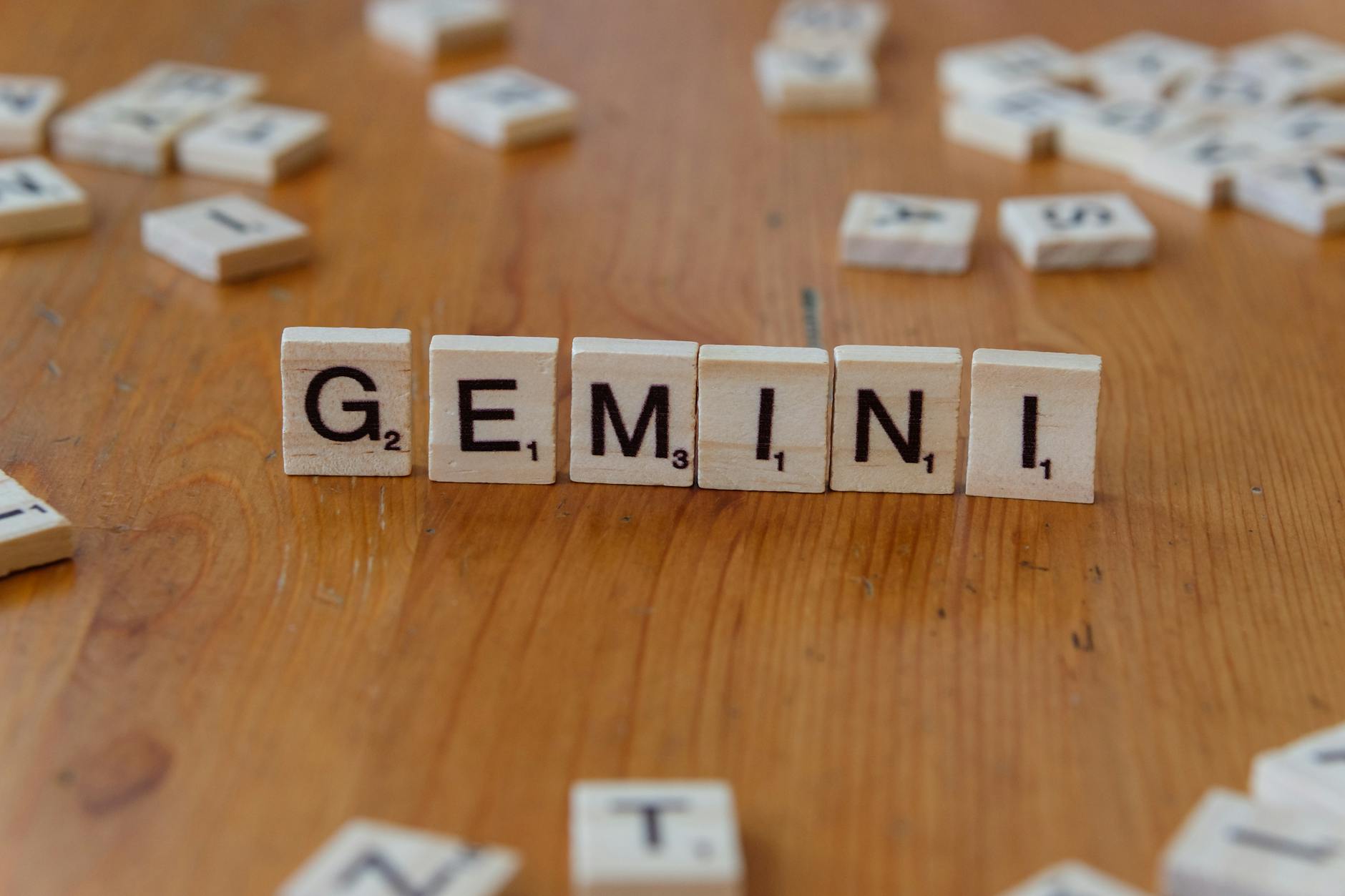 gemini zodiac sign displayed with wooden tiles