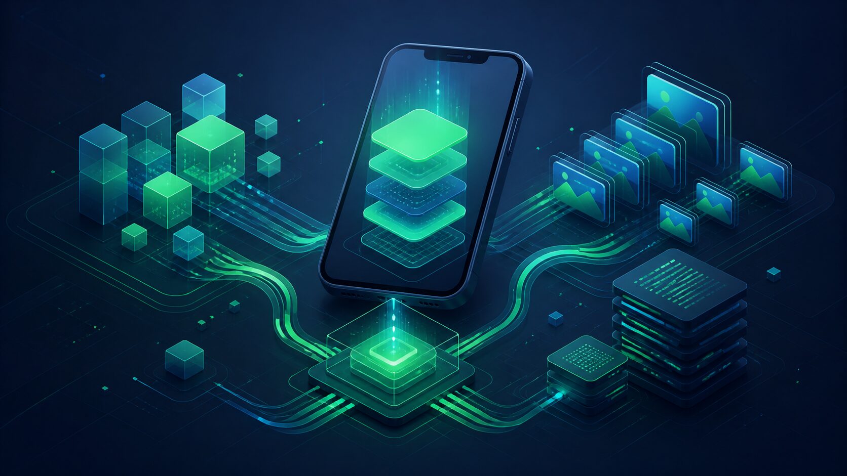 スマートフォンアプリのメモリとコードを最適化する概念図
